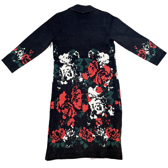 Vertigo Paris Black label tapestry floral rose coatigan duster long sweater coat - Picture 7 of 11